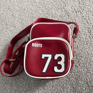 Roots Red Crossbody Bag with White Trim